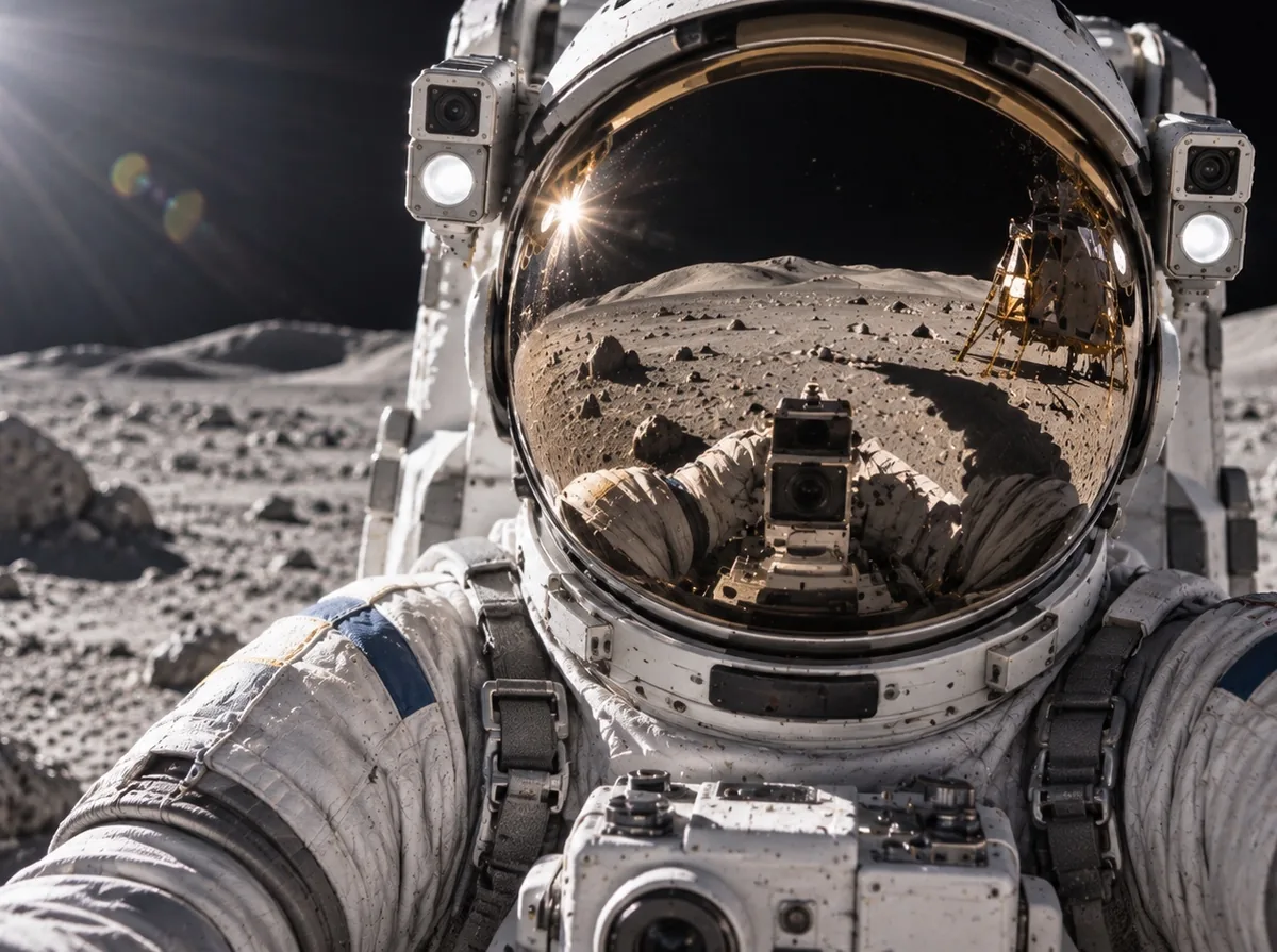 Astronaut in a spacesuit on the lunar surface